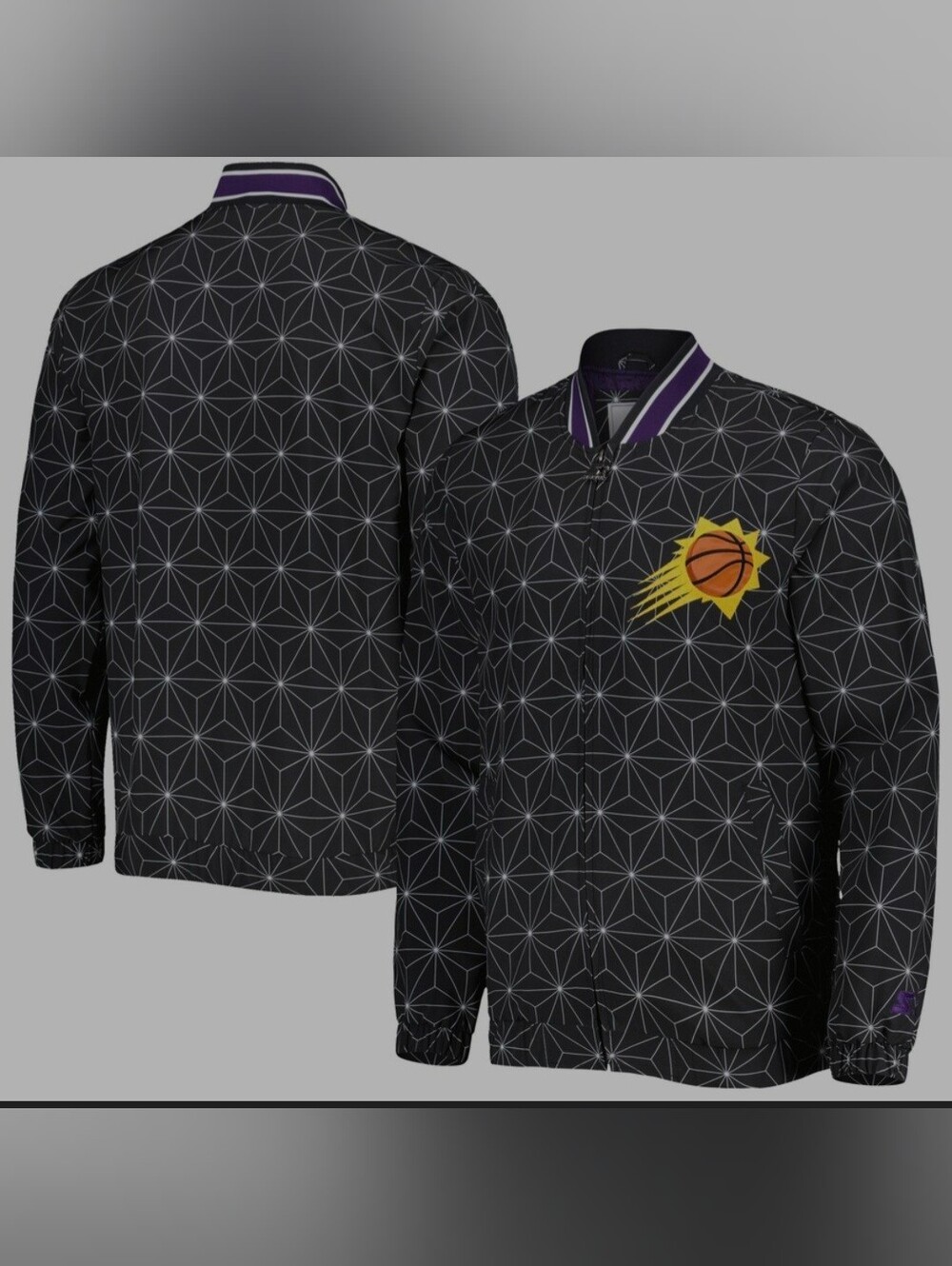 Phoenix Suns Starter In-Field Play Fashion Satin Full-Zip Varsity Jacket - Black